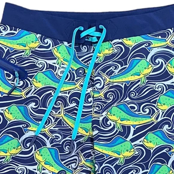 Men's Vineyard Vines Dolphin Fish Wave Laser Cut Board Shorts Style 1M0405 SZ 28 - Picture 2 of 7